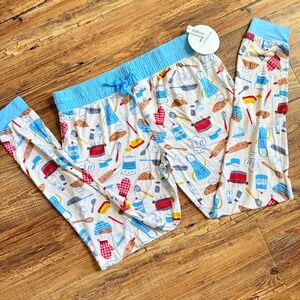 NWT Little Sleepies Little Chef Pajama Pants Women's Small Blue Bamboo Jogger